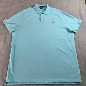 Polo Ralph Lauren Mens XXL Classic Fit Pique Teal Polo Purple Pony